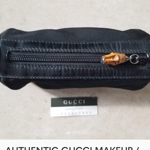 AUTHENTIC VINTAGE GUCCI MAKEUP / COSMETIC BAG WITH BAMBOO - Picture 5 of 9